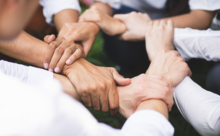 Group people hands were collaboration to trust in business success concept of teamwork partnership in company. Victory as a team, fighting for the success of the organization concept.